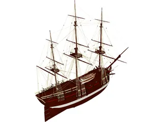 Schooner Frigate Constitution Class 3D Model preview