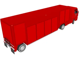 Euro Semi Truck with Trailer 3D Model preview