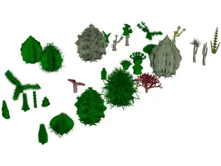 Cactuses Collection 3D Model preview