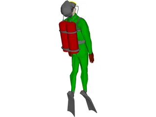 Scuba Diver 3D Model preview