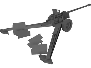 M-46 Anti-Tank Gun 3D Model preview