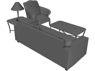 Classic Living Room Set 3D Model preview
