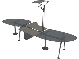 Super Office Desk 3D Model preview