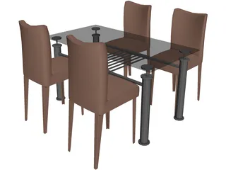 Table with Chairs 3D Model preview