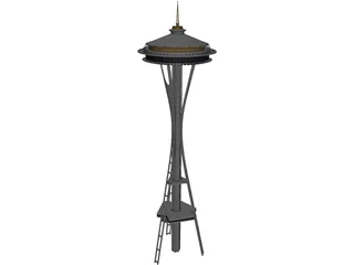 Seattle Space Needle Tower 3D Model preview