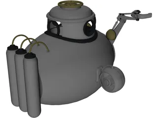 Submarine Sub Fantasy 3D Model preview