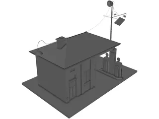 Vintage Gas Station 3D Model preview