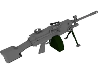 Squad Automatic Weapon 3D Model preview