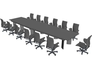 Table with Chairs 3D Model preview