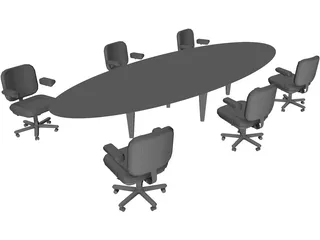 Table with Chairs 3D Model preview