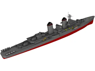 Fletcher Class Destroyer 3D Model preview