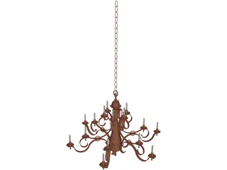 Bronze Chandelier 3D Model preview
