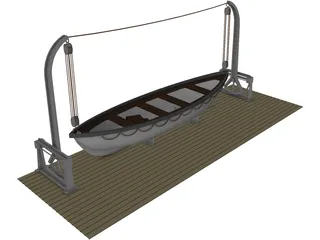 Lifeboat and Davits 3D Model preview