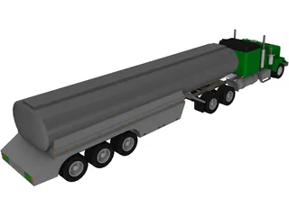 Ford Semi Truck with Tanker Trailer 3D Model preview