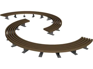 Curved Bench 3D Model preview