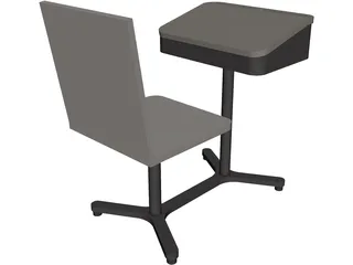 School Desk 3D Model preview