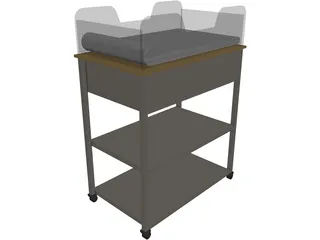 Hospital Cart Bassinet 3D Model preview