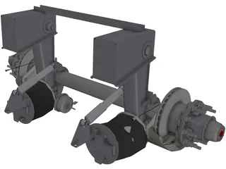 Truck Axle with Brakes 3D Model preview