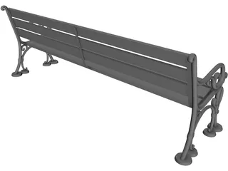 Wood and Metal Park Bench 3D Model preview