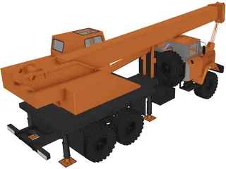 KrAZ 63221 with KTA-25 Crane 3D Model preview