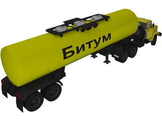 KrAZ 63221 with AB-22 Tanker Trailer 3D Model preview