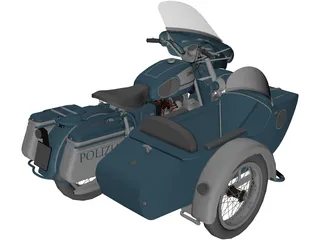 Moto Guzz with Sidecar 3D Model preview