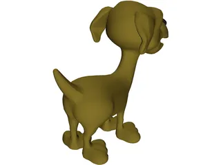 Happy Dog Cartoon 3D Model preview