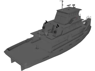 Tug-Push Boat 3D Model preview