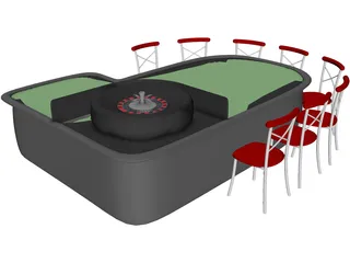 Roulette Table 3D Model preview