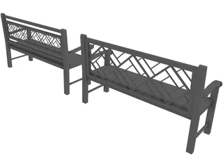 Wood Benches 3D Model preview