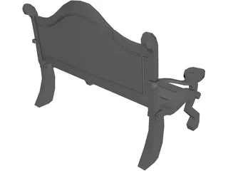 Wooden Park Bench 3D Model preview