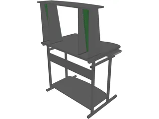 Desk with CD Rack 3D Model preview