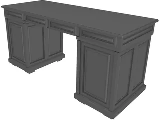 Wood Desk 3D Model preview