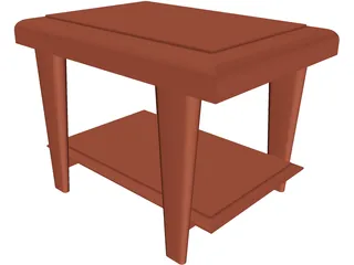 Wooden End Table 3D Model preview