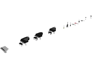 Musical Instruments Set 3D Model preview