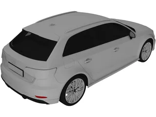 Audi A3 Hatchback (2017) 3D Model preview