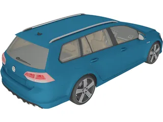 Volkswagen Golf R Variant (2015) 3D Model preview