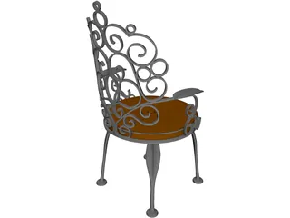 Ornate Patio Chair 3D Model preview