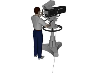 TV Camera with Operator 3D Model preview