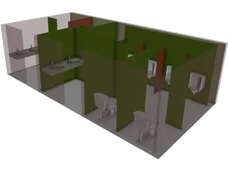 Male and Female Toilet 3D Model preview