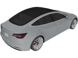 Tesla Model 3 (2018) 3D Model preview