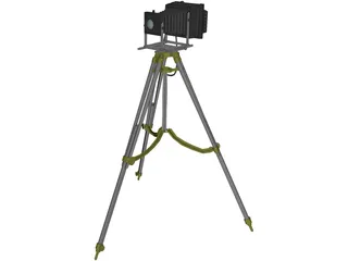 Old Fashion Camera On Tripod 3D Model preview