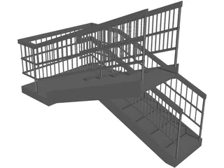 Double Staircase 3D Model preview