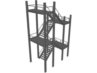 Two-level Stairs 3D Model preview