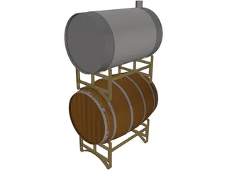 Wine Barrels 3D Model preview