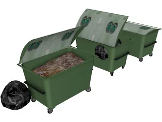 Plastic Dumpsters 3D Model preview