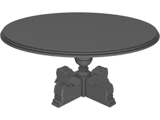 Carved Dining Table 3D Model preview