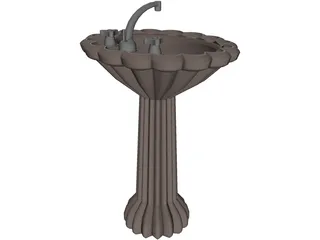 Pedestal Sink 3D Model preview