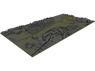 Madrid City Part 3D Model preview