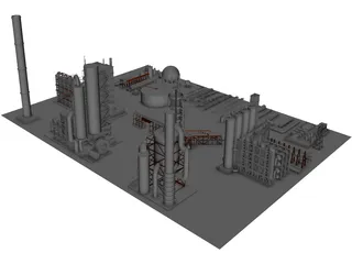 Oil Refinery Parts 3D Model preview